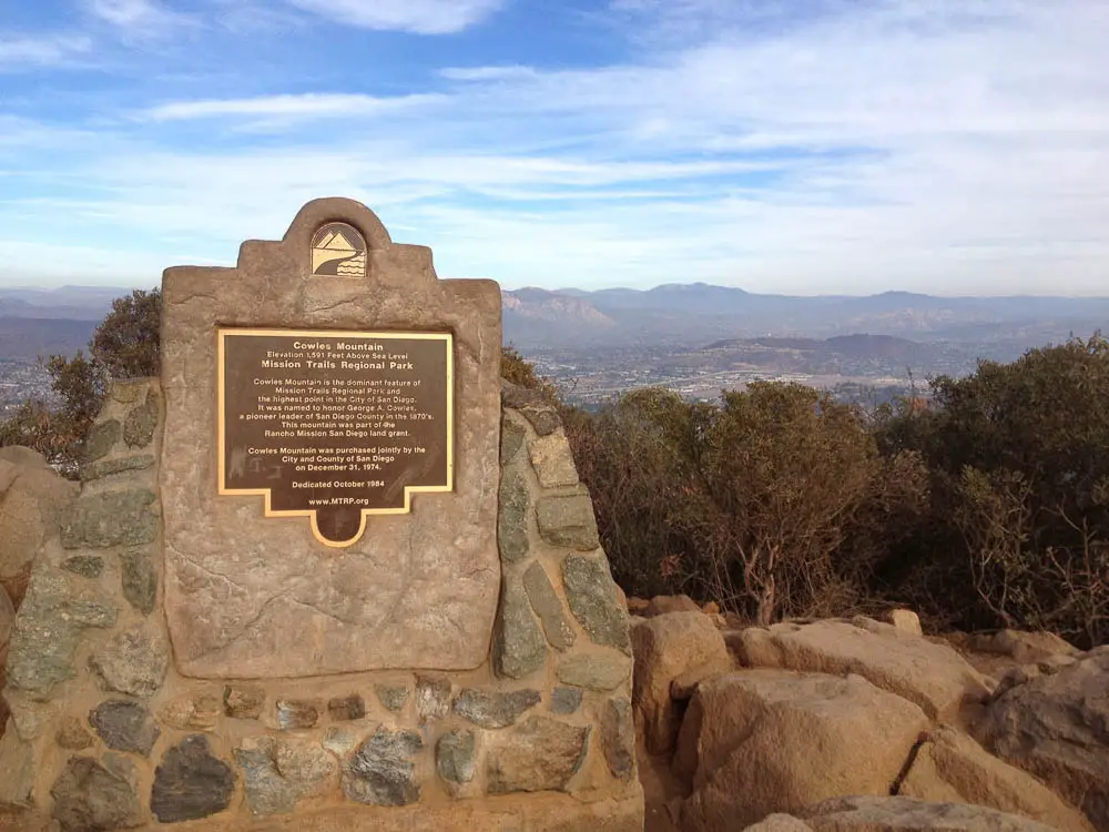 Cowles Mountain summit marker