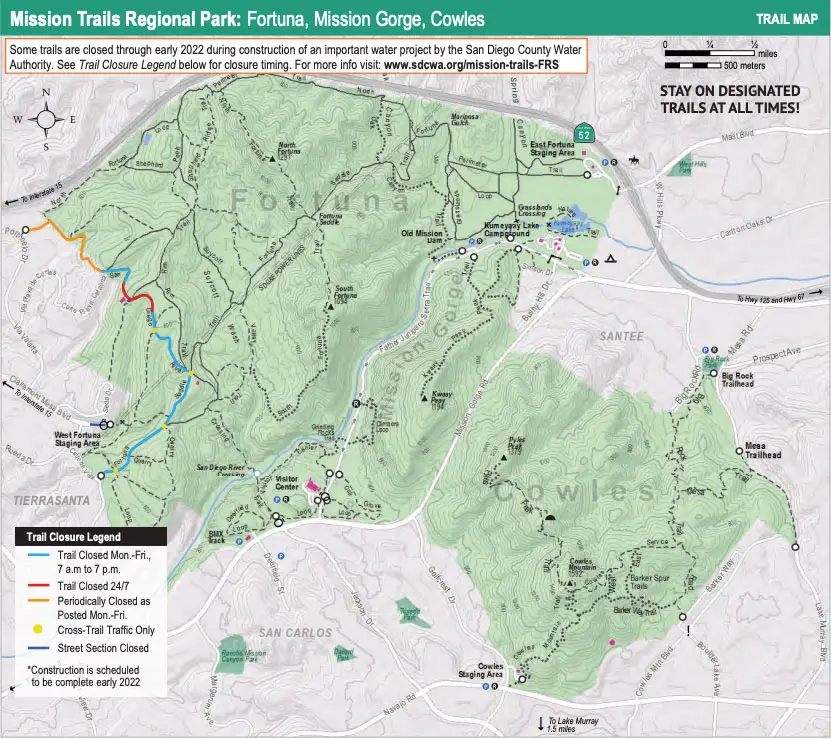 Mission Trails Hiking Trail Map