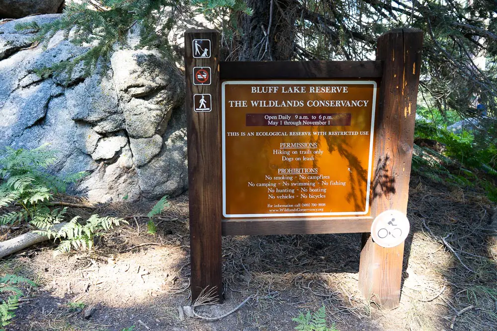 Bluff Lake Reserve Trail sign