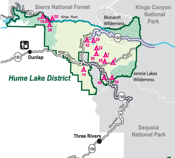 Hume Ranger District Camping Map