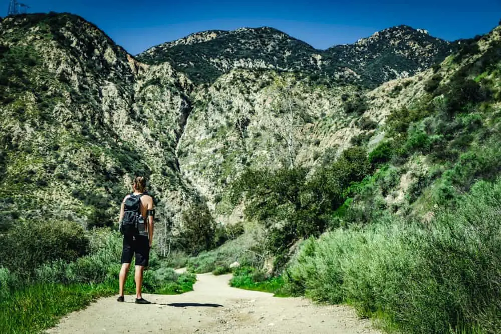 Hiker on Eaton Canyon Trail