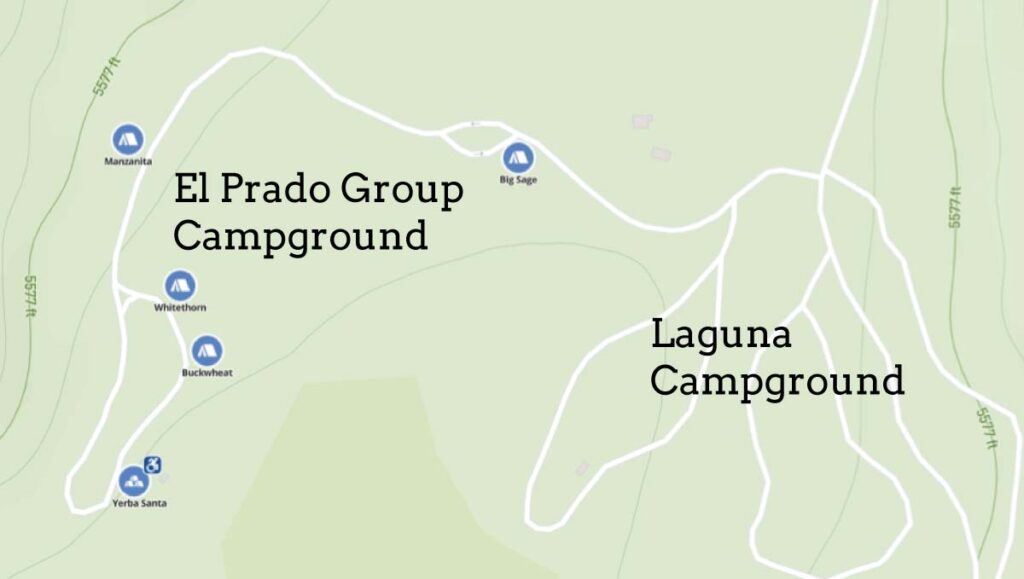 El Prado Group Campground Map