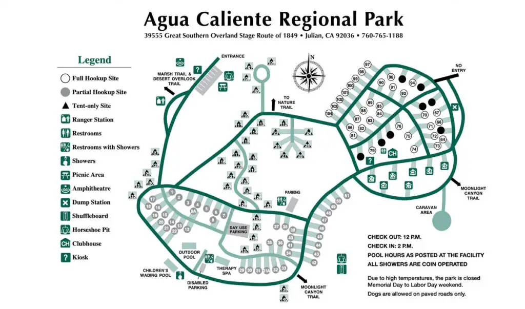 Agua Caliente Campground Map